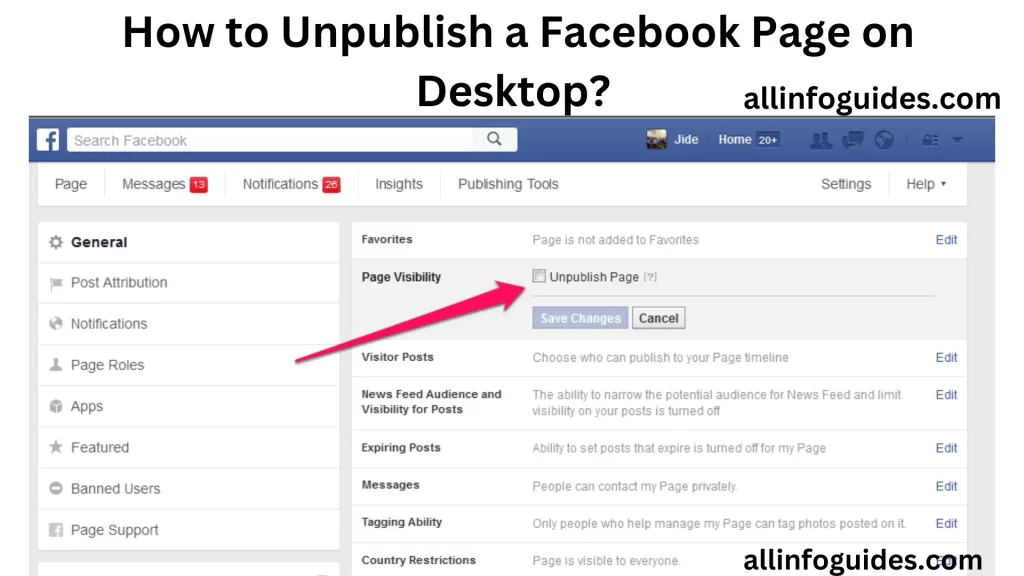 How to Unpublish a Facebook Page on Desktop
